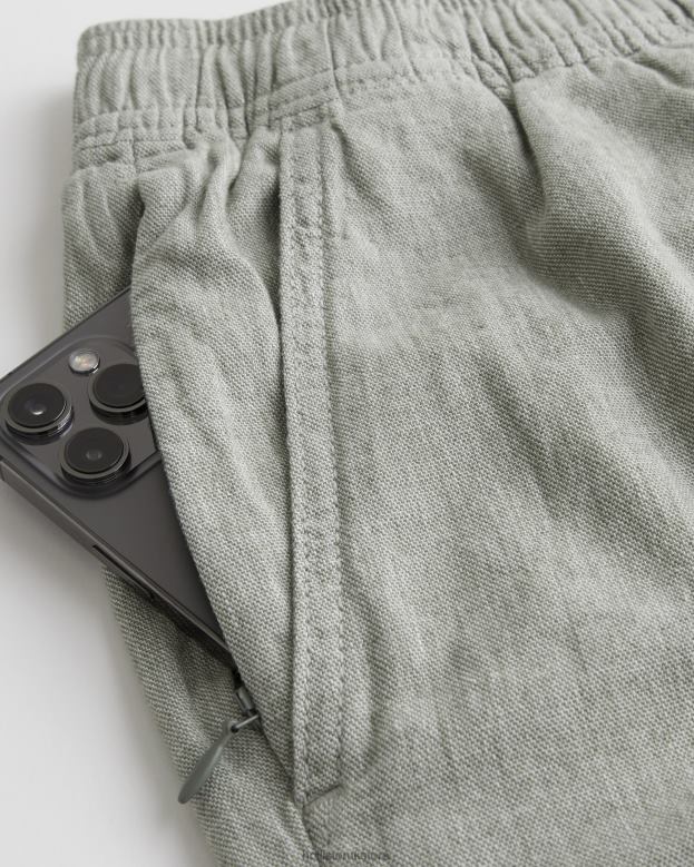 Bottoms Hollister Men Linen Blend Jogger Shorts 7\\ 488201274 Heather Sage
